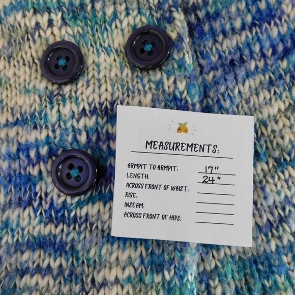 Anthropologie SLEEPING ON SNOW Blue Marled Double Breasted Cardigan Sweater Med - Picture 11 of 11